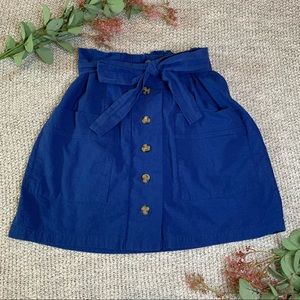 One Clothing LA Blue Paper Bag Skirt Button Down